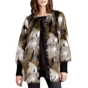 Plenty by Tracy Reese- Multicolored Faux Fur Snap Up Jacket